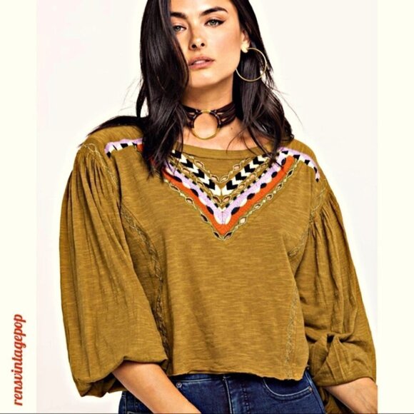 FREE PEOPLE Hand Me Down Crop Moss Green - Picture 2 of 7